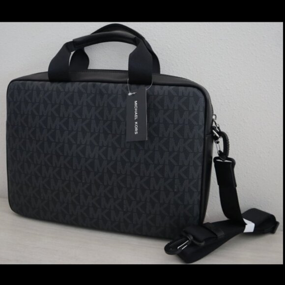 Michael Kors - Unisex Black/Grey Monogram Briefcase “Everett” - Retail $348 NWTs - Picture 3 of 5